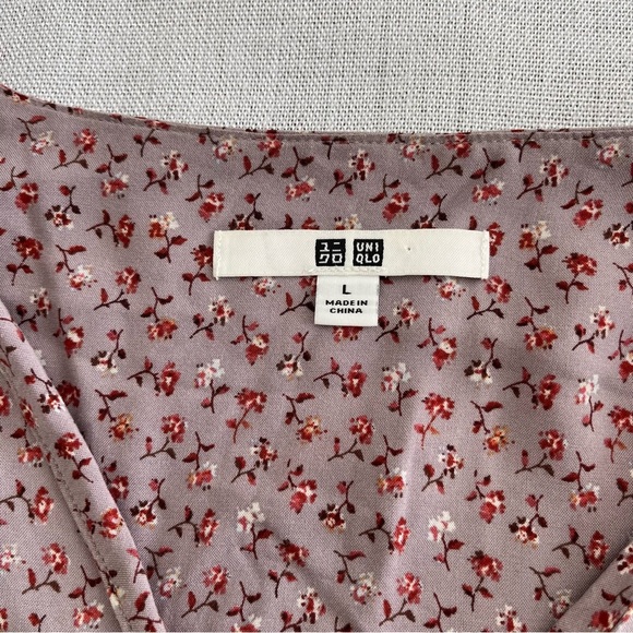 Uniqlo Ditsy Floral 3/4 Blouson Sleeve Midi Dress Size L - Picture 6 of 10